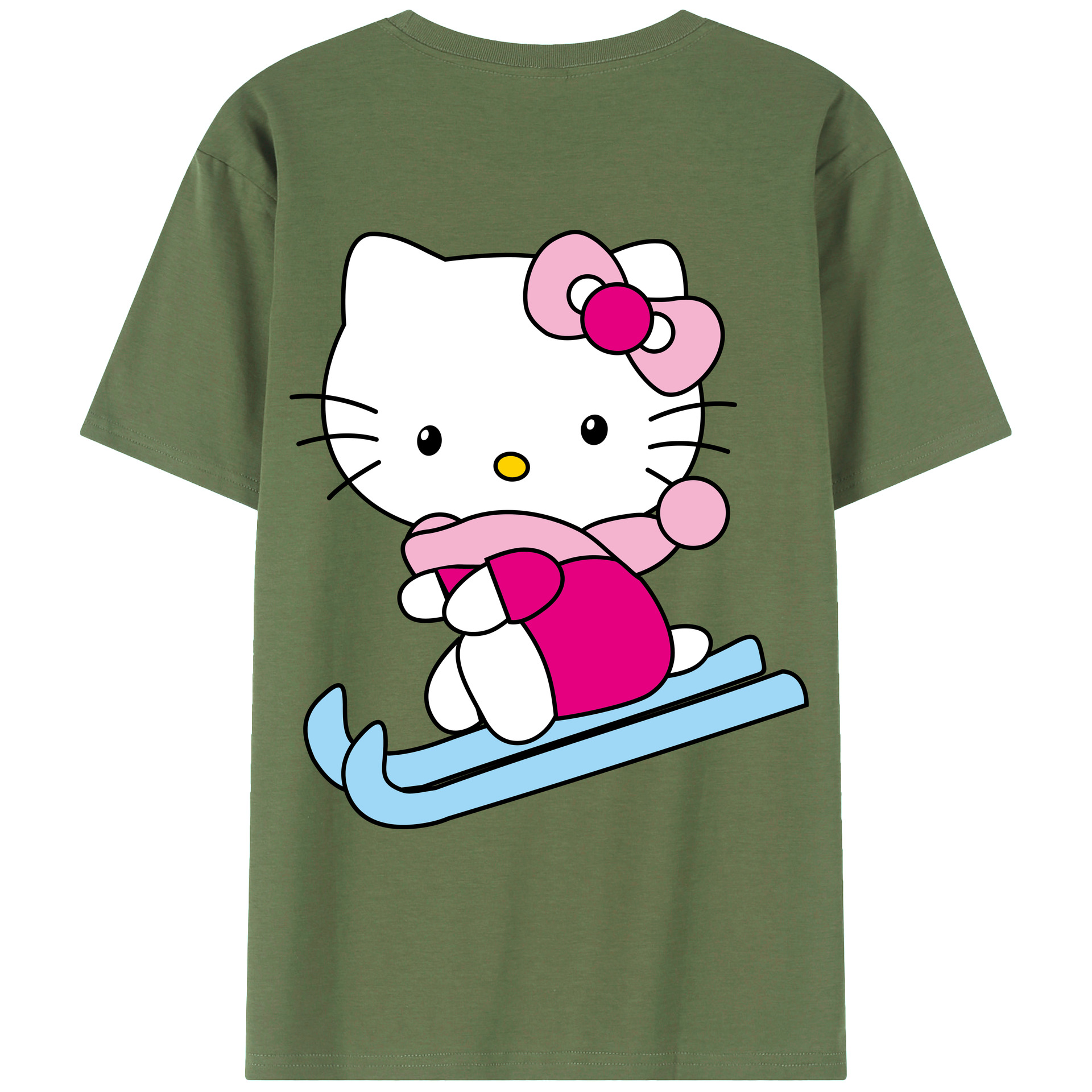 （画像用） Hello Kitty ハローキティ 綿100％ メンズ半袖Tシャツ（バックプリント） 通気性